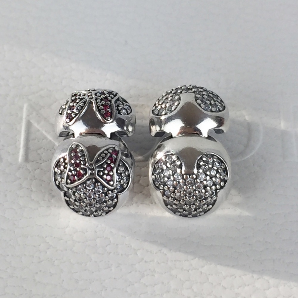 Authentic Pandora Mickey & Minnie Pave Clip Charms - Picture 8 of 8